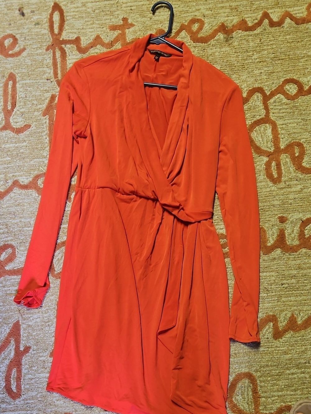 Victoria's Secret Long Sleeve Wrap Dress in Orange-Red